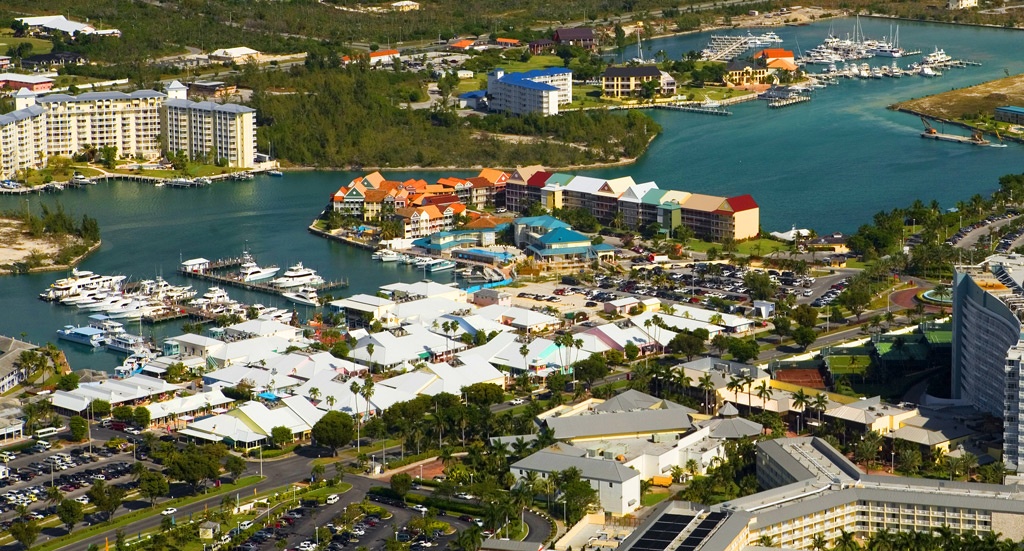  Port Lucaya Marina Aerial In Grand Bahama, Port Lucaya Marina has been a popular port of call immediately after the storm and business has returned to normal. With underground cable power, recovery was swift and all services and power are restored.