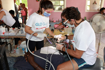 Dentists in action at the Parish Hall in Gregory Town