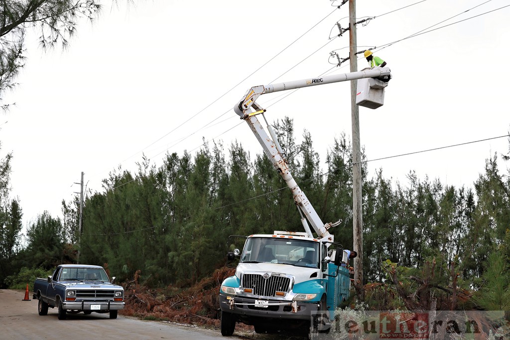 Utility workers were out restoring electricity, telephone, and water service across the island.