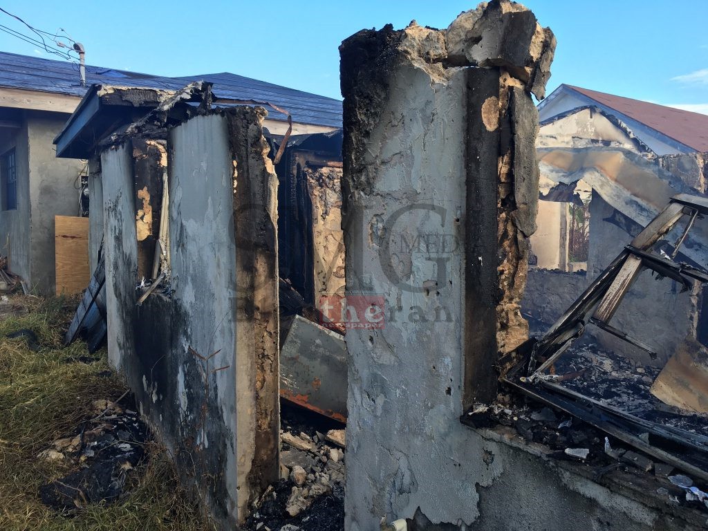 Home completely destroyed by fire.