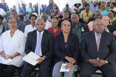 New Managing Director of Bahamasair Holdings Tracy J. Cooper (second left), widow of the former Managing Director Henry Woods’ wife Gayle (centre), and Valentine Grimes, Chairman of the Board at Bahamasair (right) attend a reception announcing the appointment of the new Managing Director and other Executive Managers at Bahamasair Holdings, Thursday, February 9, 2017. 