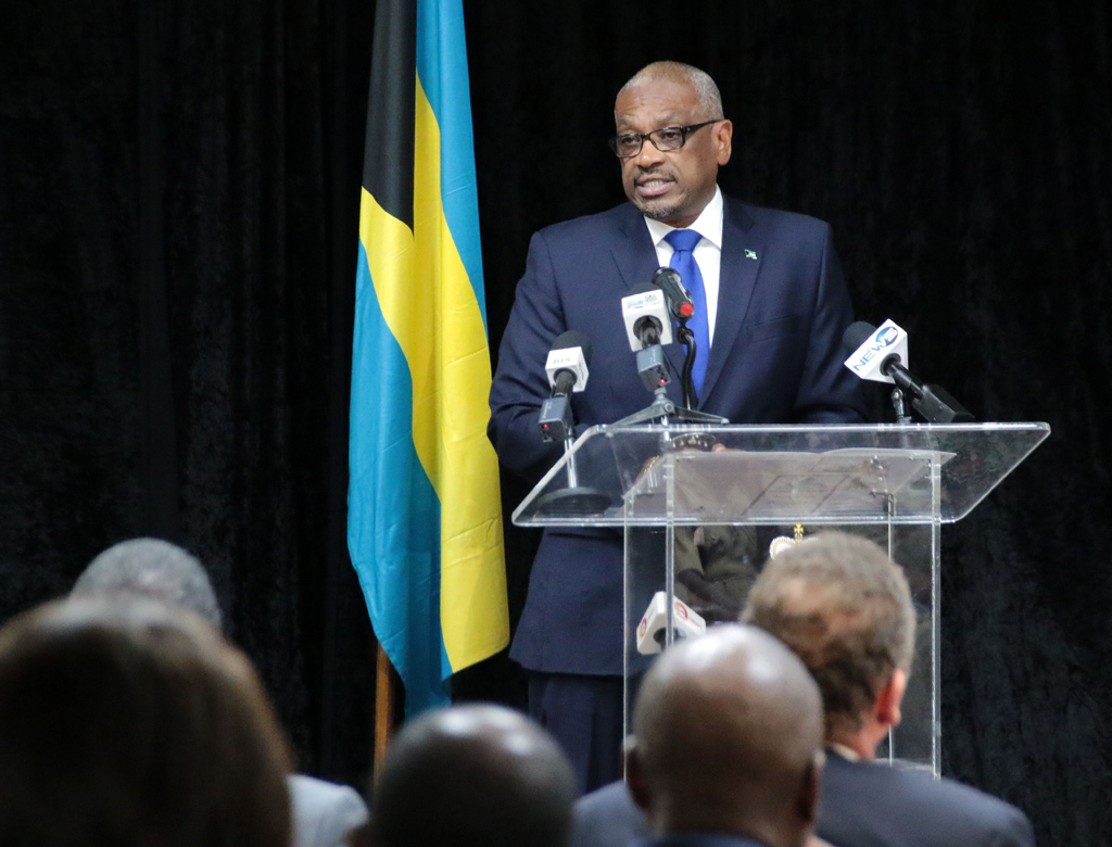 Prime Minister, Dr. the Hon. Hubert Minnis addresses the official opening of a Workshop on the Freedom of Information Act, 2017, hosted by the Office of the Attorney General and Ministry of Legal Affairs, at the Paul H. Farquharson Conference Centre, Police Headquarters, on April 23, 2018. (BIS Photo/Derek Smith)