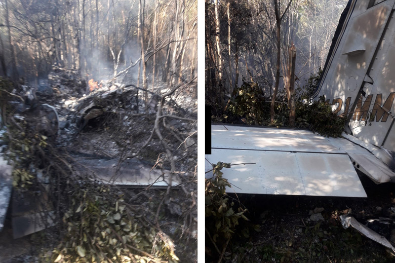 Smoldering remains of the ill fated flight in Rock Sound, South Eleuthera. 