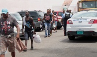 Some of the Dominican fishermen heading to the court in New Providence on July 12, 2018. They were among the 46 fishermen apprehended by the Royal Bahamas Defence Force for fishing in Bahamian waters.  (RBDF Photo by Able Seaman James Carey)