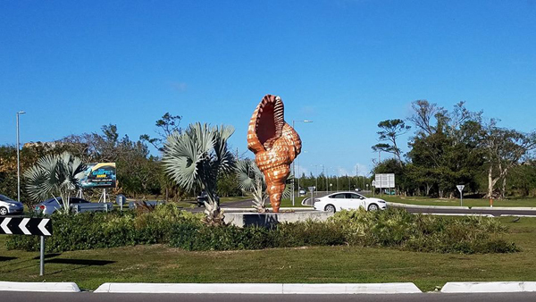 Triton's Trumpet Sculpture, currently situated at the roundabout at JFK Drive, Prospect Ridge Rd., and Tonique Williams Darling Hwy.