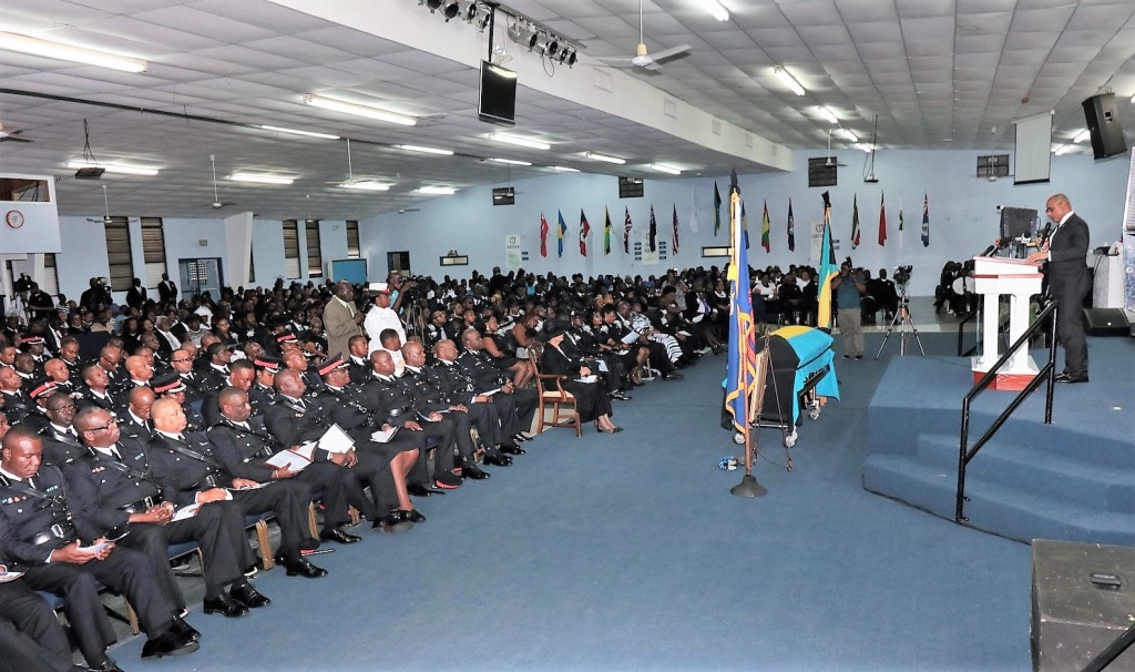  Minister of National Security the Hon. Marvin Dames speaks at the the Funeral Service for the Late Police Inspector Carlis Ricardo Blatch, on September 26, 2018, at the Church of God Auditorium, Joe Farrington Road. (BIS Photos / Eric Rose)