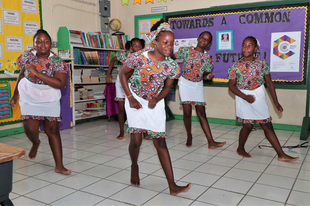 St. Luke's Parish Anglican Church community group of Rock Sound perform a Bahamian folk dance, on May 16, 2018, during the E. Clement Bethel National Arts Festival Eleuthera Adjudications at Deep Creek Primary School.  (BIS Photo / Eric Rose) 