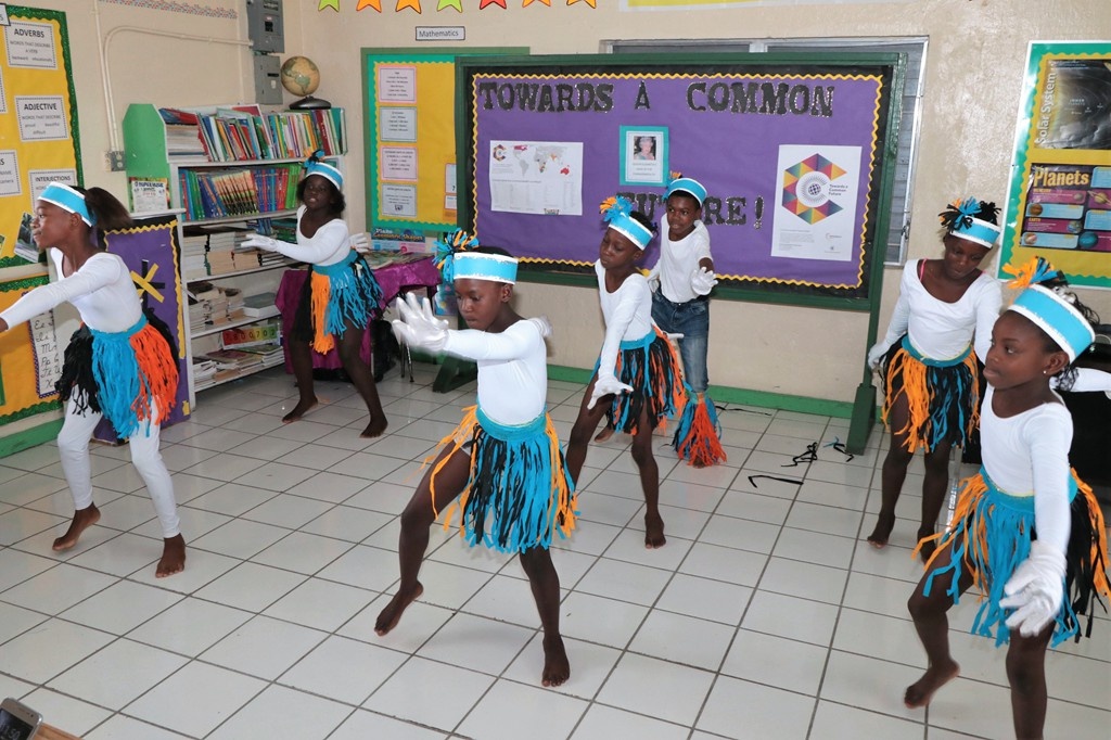 Deep Creek Primary School students showcase their dancing skills, during the E. Clement National Arts Festival Adjudications at their school in Eleuthera, on May 16, 2018.  (BIS Photo / Eric Rose)