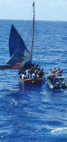 RBDF Photo shows boarding team and Haitian sloop on Wednesday September 22nd, 2021.