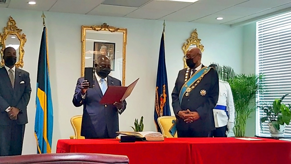 New Prime Minister Philip Davis, sworn-in during a private ceremony at the Office of the Governor General on Friday afternoon, September 17th, 2021.