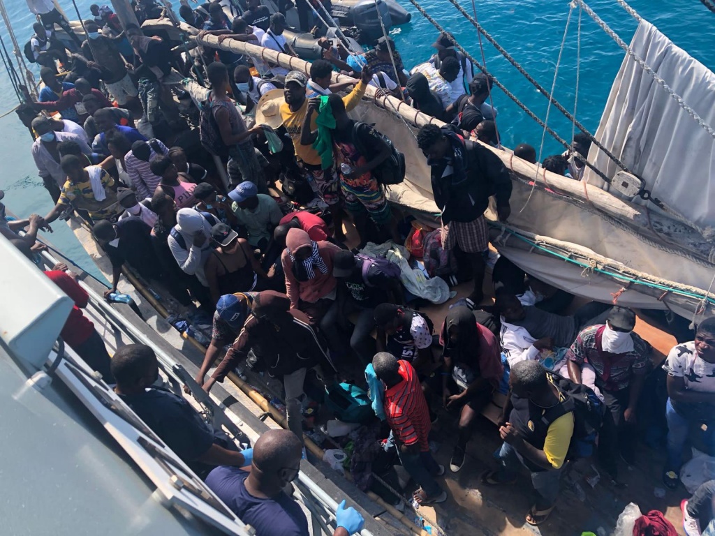 Illegal Haitian migrants apprehended in the Southern Bahamas.