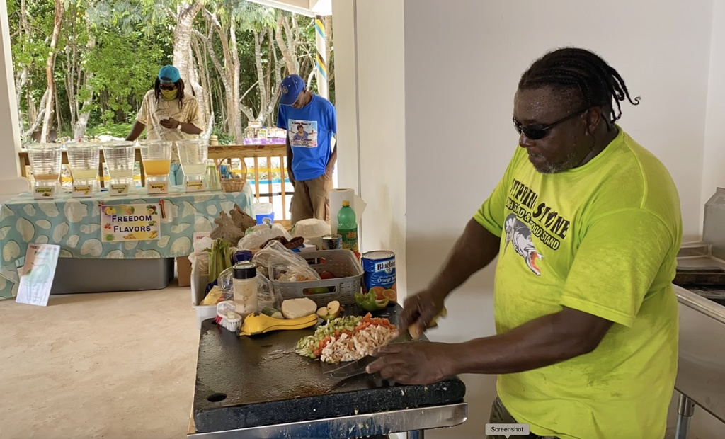Geno prepares his world-famous Rock Sound conch salad for guests to enjoy!