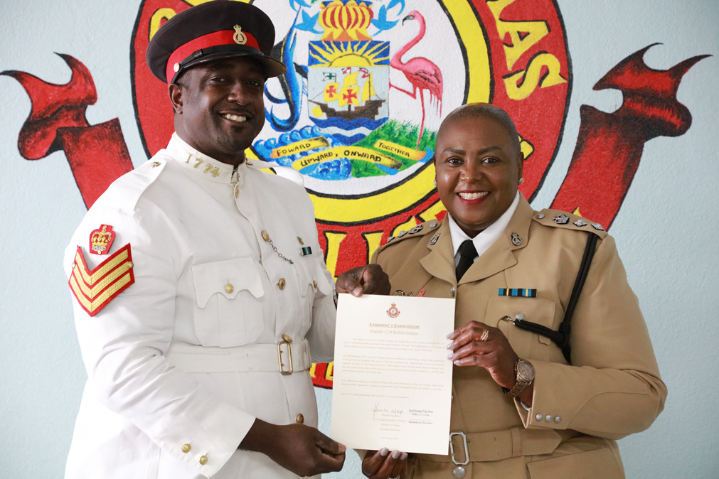 Commander's Commendation presented to Sergeant McNeil Johnson.