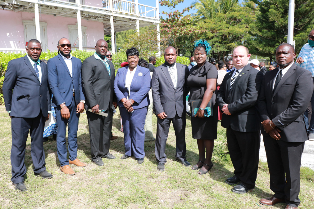 North Eleuthera Mainland District Council Members stand with House Speaker, Patricia Deveaux. (L-R): James Munroe, Emmerson Hudson, Vernon Neilly, Patricia Deveaux, David Armbrister, Alicia Munroe, Aldred Albury, and Ricardo Bell.