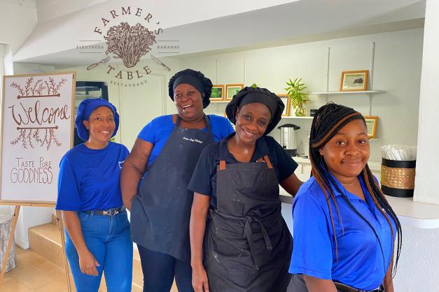 We’re happy to serve you at Farmer’s Table. L to R: Nakeisha Carey – Cook, Santeesha Brown – Prep Cook, Jasmine Jones, Head Chef, Kendy Thompson - Hostess.