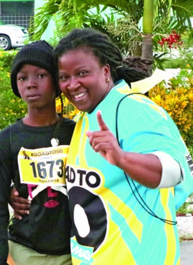 Mother and son take part in the historic walk together.