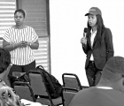 Kentisha Ward, Project Coordinator with the FAO's Digital Villages Initiative, presenting the concepts along with Jeri Kelly, FAO National Correspondent, and Dr. Crispin Moreira, FAO Country Representative.