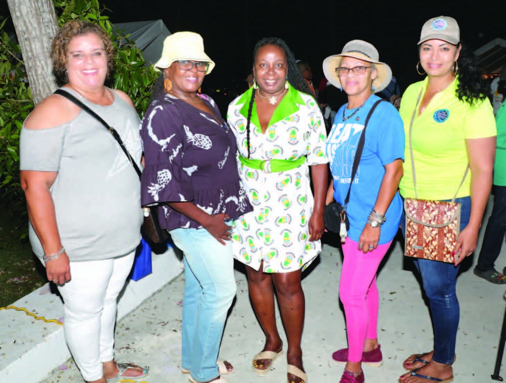Pictured Above: Seamstress and Fashion Designer, whose up-cycled denim designs were featured in an exclusive fashion show at OEF's Earthe Day Festival, Empress Verda Gardiner, stands center. On the left stands Mrs. Natasha Sands, principal at the Tarpum Bay primary school; and Ms. Jacqueline Gibson, former Eleuthera Tourism Manager (now retired). On the right is Ms. Susan Culmer, Finance Manager with OEF; and ms. Yolanda Pawar, OEF's Chief Communications Officer.