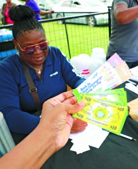 CSE Back-to-School bucks, used during the giveaway on September 2nd, added a level of fun as well as practicality to the event.  Parents and students could pick and choose what they needed and wanted, amongst the supplies on offer.