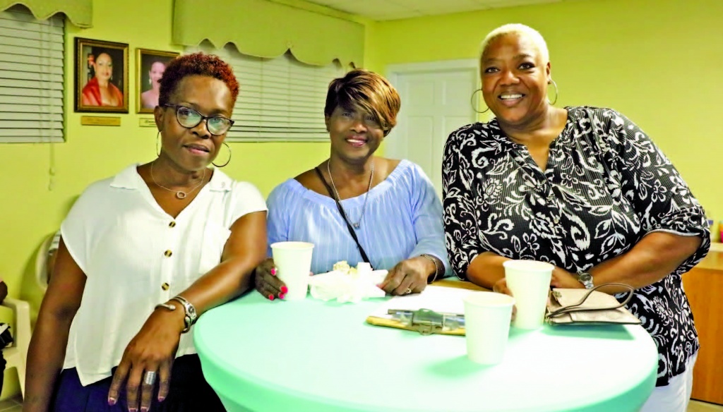 Pictured: Ms. Maisy Thompson (on left), administrator at the Cancer Society, Eleuthera branch's Wellness Center in Palmetto Point, stands with Mrs. Kirby (center) and Mrs. Bethel (on right), during the CSE's Mix n' Mingle event, which encouraged community members to formally volunteer with the organization.