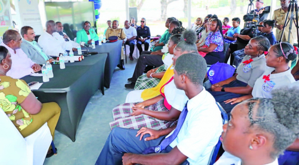 Students from high schools in Eleuthera attend an information forum with officials from New Providence about the parliamentary electoral process.