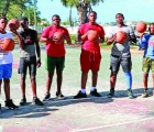 Coach Sharon Storr (3rd from left), is shown with young participants in the Crean-Storr Basketball Camp during the midterm break.