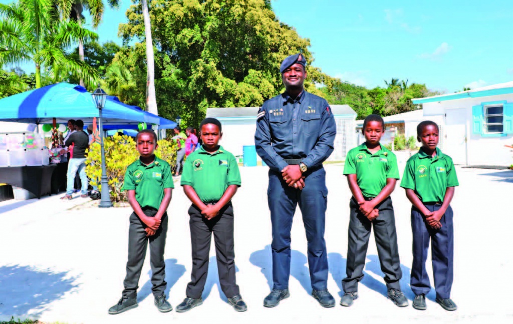 Officer Brown with members of the Eleuthera Royal Youth Corp.