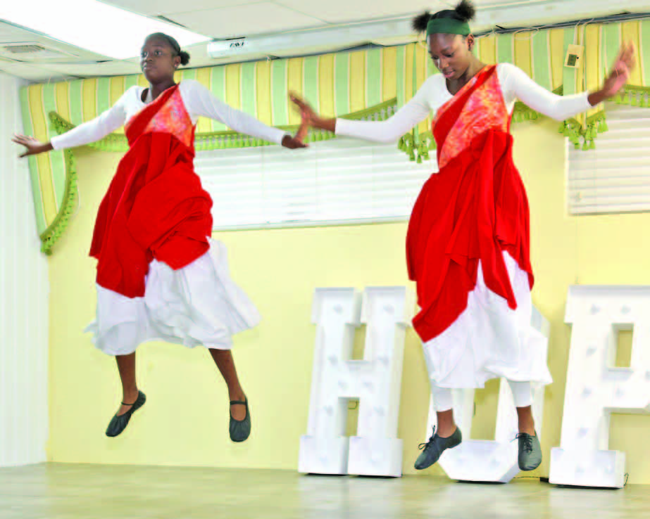 Sibling students from the Central Eleuthera High School (CEHS) perform a dance duo during adjudications in Eleuthera for the 65th Annual E. Clement Bethel National Arts Festival.