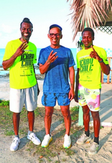 Shown (L-R): Winners in the runners division of Catch Jerry Chile: Levarrick King (third), Miska Clarke - Jerry Chile (second), and Develus Culmer (first).
