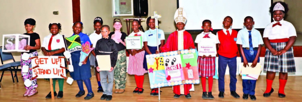 Student competitors included (L-r); Kai-la Imlach - Laura Anderson Primary, Branell Wallace - Emily G. Petty Primary, Keyanna Simon - Deep Creek Primary, Cordesha Pierre - Wellington Preparatory, Surdanio Sands - Gregory Town Primary, Sadie Pinder - Samuel Guy Pinder All Age, Ivoree Andrews - Emma E. Cooper Primary, Epiphany Armbrister - Harbour Island All Age, Timothy Morley - Tarpum Bay Primary, Emani Hepburn - P. A. Gibson Primary, Aiden Moxey - James’ Cistern Primary, Keitho Johnson - Rock Sound Primary, and J’mari Kemp - Wemyss Bight Primary.