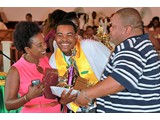 Honour roll student Cortez Cooper (Head Boy) of the CEHS  Class of 2016 surrrounded by his parents -   490A7049