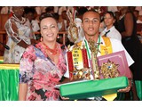 Honour Roll student, Salutatorian & Deputy Head Boy of the CEHS Class of 2016, Joevante Fox, with his mother -  490A7068
