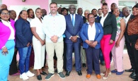 Minister Clay Sweeting along with officials from the Department of Local Government in New Providence, accompanied Turks and Caicos Island government representatives on a visit to Eleuthera.  Here, the group is pictured in Rock Sound with the South Eleuthera District Council and Administrator Harvey Roberts.